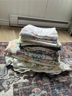 Large Vintage Lot Bundle Assorted Bedding Linens and Fabric